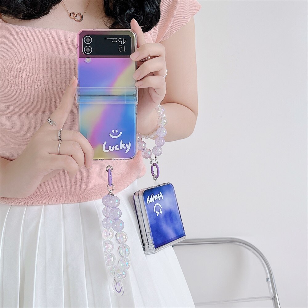 Happy Smile Clear Case with Bracelet For Samsung Galaxy Z Flip 3 & 4