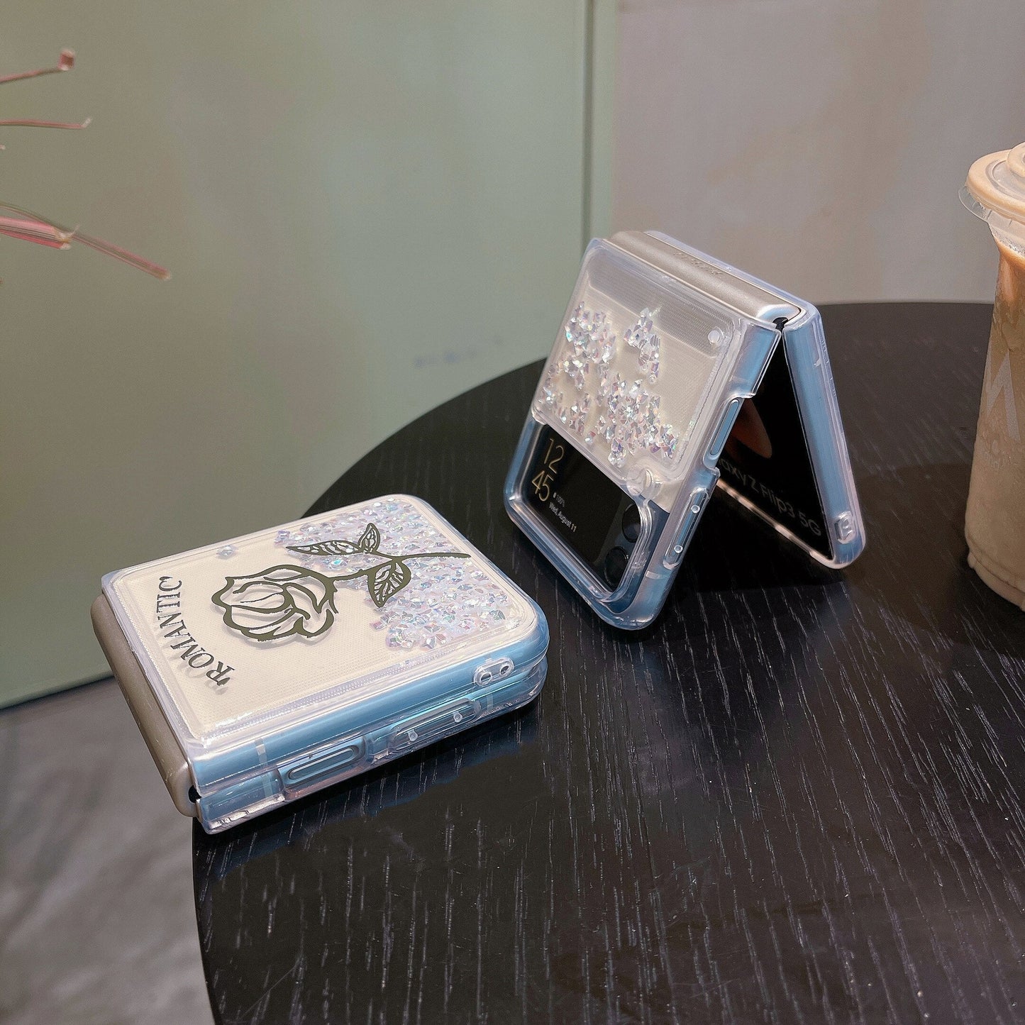 Rose Diamond Quicksand Case for Samsung Galaxy Z Flip 3 & 4