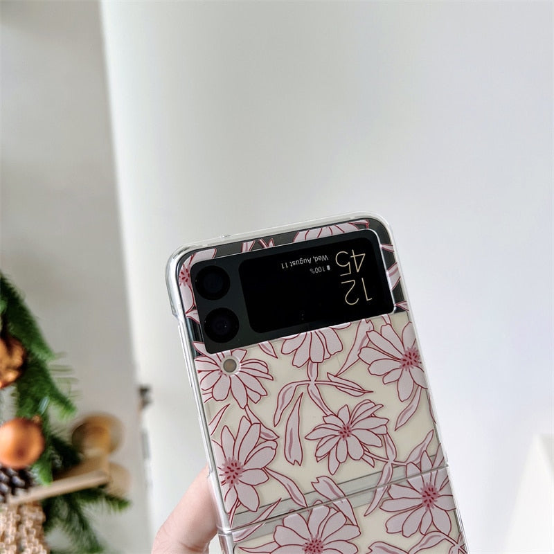 Flower Painting Transparent Case For Samsung Galaxy Z Flip 4