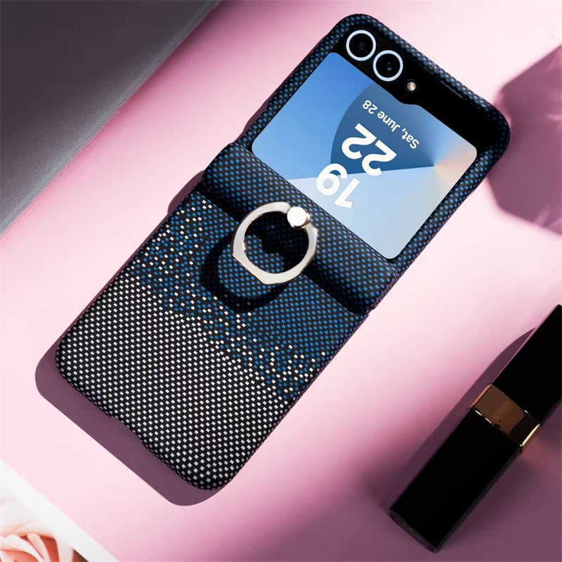 Real Carbon Fiber Magnetic Wireless Charging Skin-Feel Hard Phone Case Cover for Samsung Z Flip 3 / 4 / 5 / 6 / 7