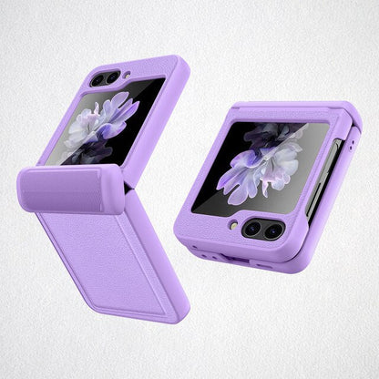 Leather Shockproof Cover with Front Screen Glass For Samsung Galaxy Z Flip 5