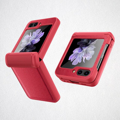 Leather Shockproof Cover with Front Screen Glass For Samsung Galaxy Z Flip 5