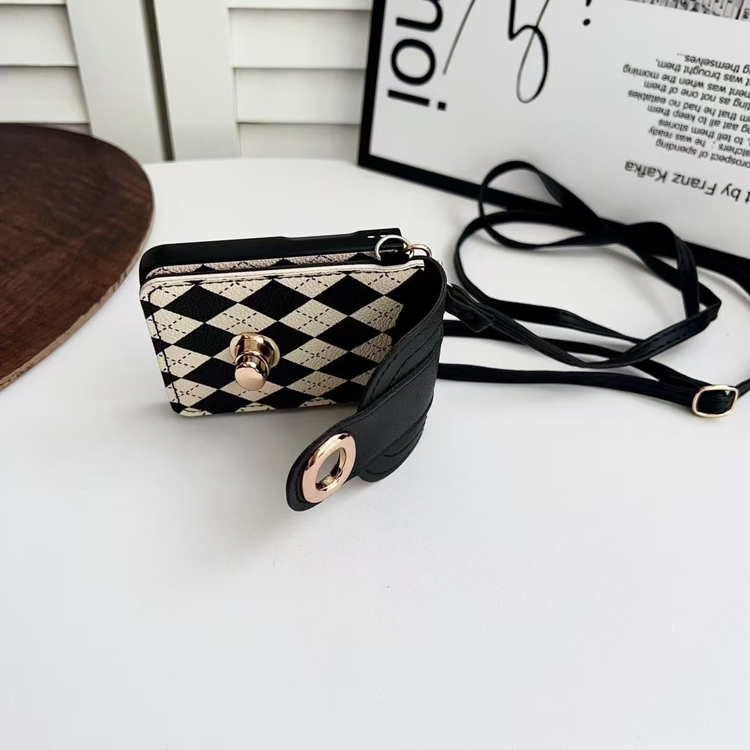 Fashion Neck Strap Handbag with Card Slot Wallet PU Leather Cover for Samsung Galaxy Z Flip 4 / 5 / 6 / 7