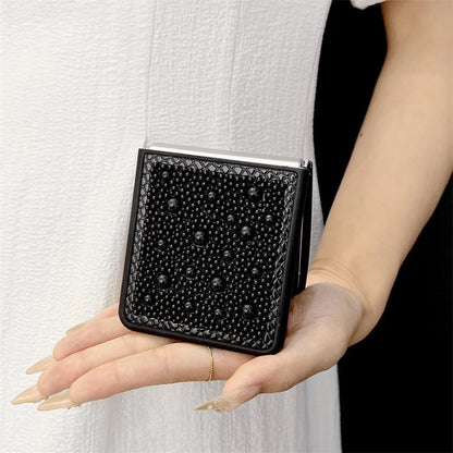 3D Water Droplet Pearl Case for Samsung Z Flip 7/6/5/4 – Shiny Wristband Bracelet & Soft Frame