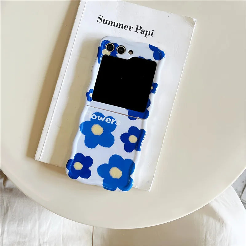 Cute Blue Flower Case for Samsung Galaxy Z Flip 3/4/5