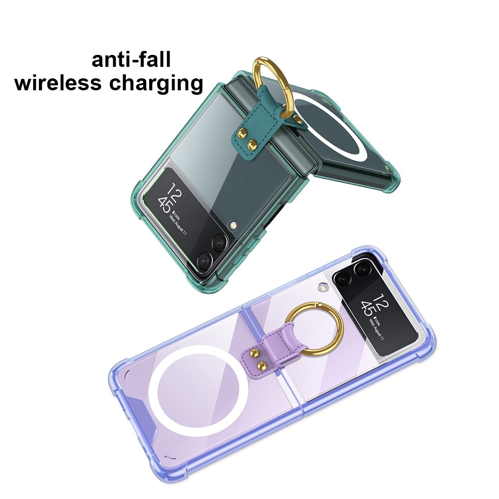 Transparent Wireless Charging Magnetic Case For Samsung Galaxy Z Flip 4