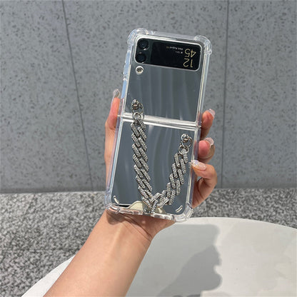 Luxury Rhinestone Bracelet Mirror Case for Samsung Galaxy Z Flip 4