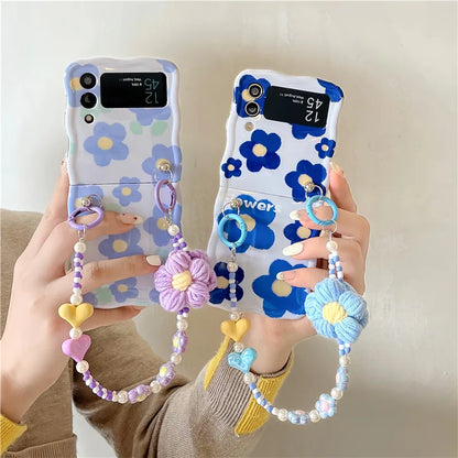 Cute Blue Flower Case for Samsung Galaxy Z Flip 3/4/5