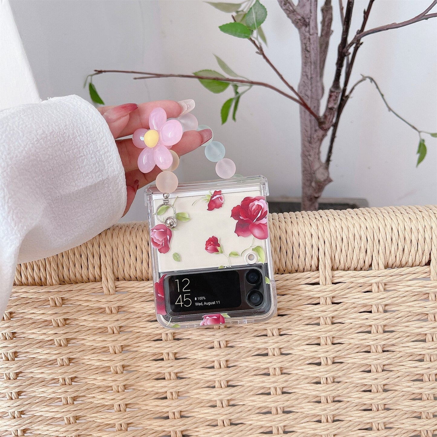 Cute Rose Flower Bracelet Case for Samsung Galaxy Z Flip 4
