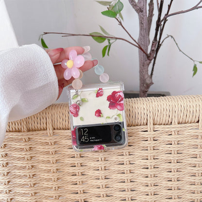 Cute Rose Flower Bracelet Case for Samsung Galaxy Z Flip 4