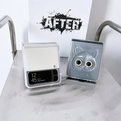 Luxury Cute Cat Transparent Case for Samsung Galaxy Z Flip 4