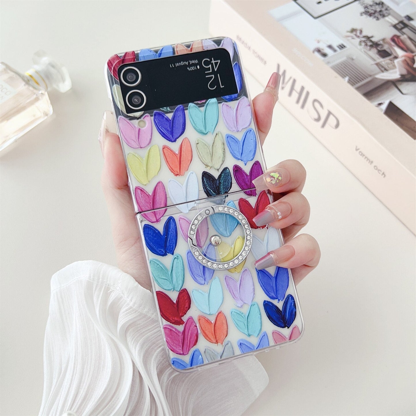 Cute Flower Finger Ring Case for Samsung Galaxy Z Flip 3 & 4