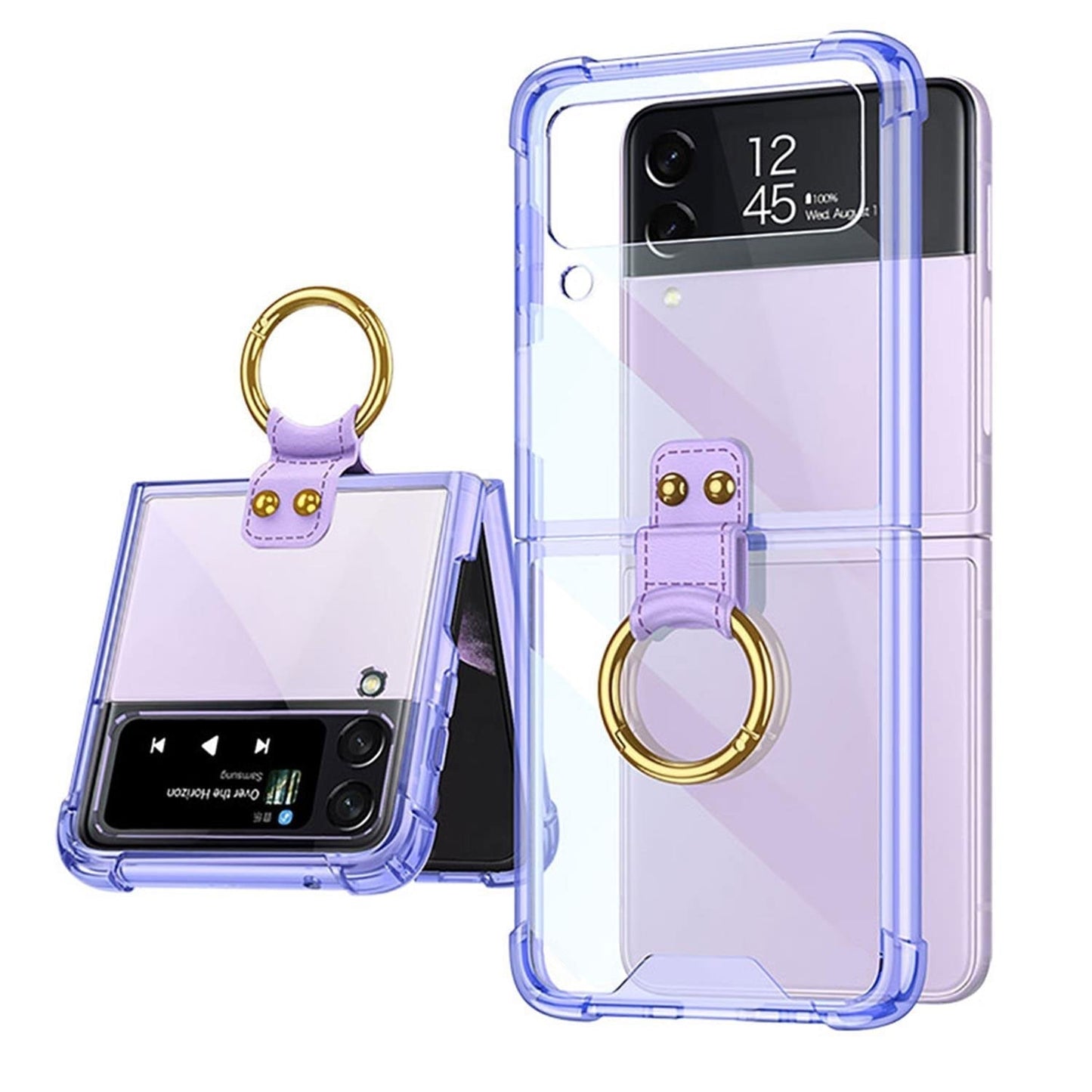 Transparent Case with Ring Bracket For Samsung Galaxy Z Flip 4