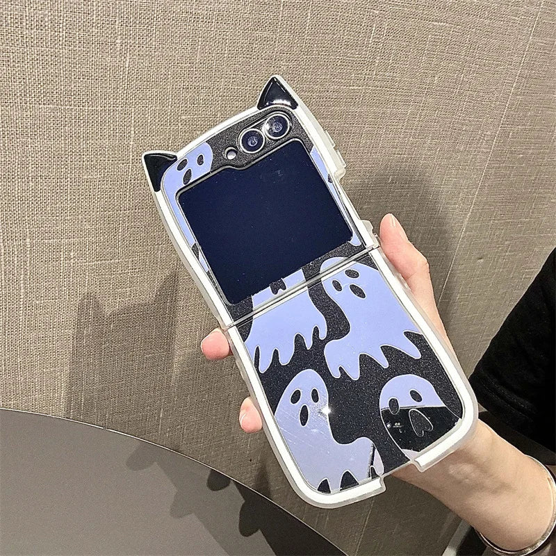 Halloween Ghost Mirror Phone Case for Samsung Z Flip Series