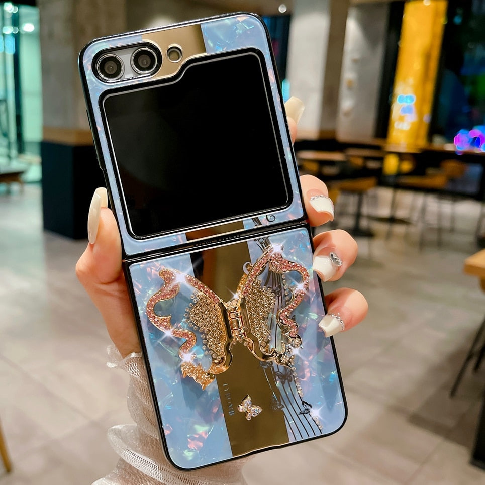 Luxury Glitter Case with Butterfly Stand Holder for Samsung Galaxy Z Flip 5