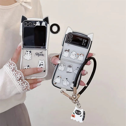 Cute Halloween Cat Ghost Case for Samsung Galaxy Z Flip 3/4/5/6