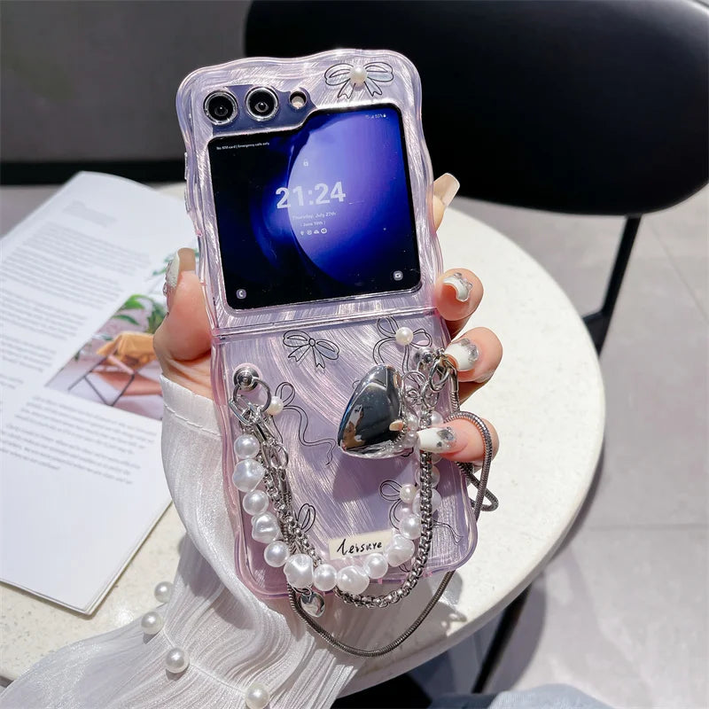 Cute Pearl Bow Case for Samsung Galaxy Z Flip 3/4/5