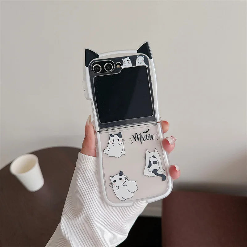 Cute Halloween Cat Ghost Case for Samsung Galaxy Z Flip 3/4/5/6