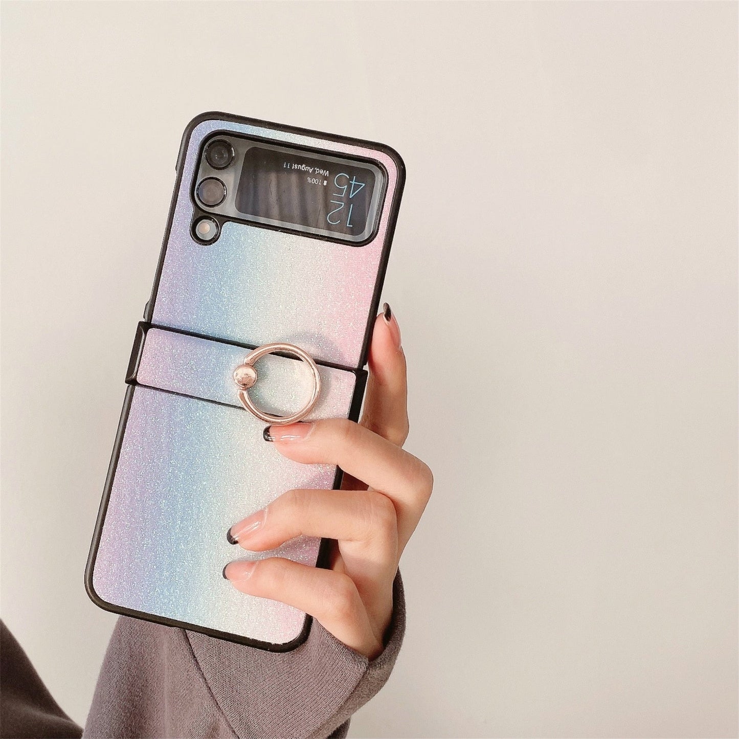 Rainbow Pink Case with Ring Holder for Samsung Galaxy Z Flip 3 & 4