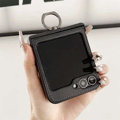 Leather Ring Holder Case for Galaxy Z Flip Series