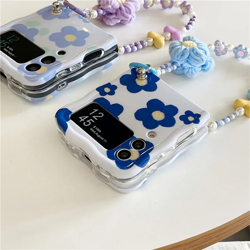 Cute Blue Flower Case for Samsung Galaxy Z Flip 3/4/5