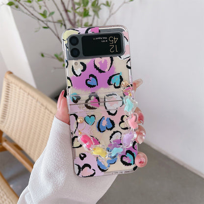 Cute Flower Bracelet Chain Heart Case for Samsung Galaxy Z Flip 4