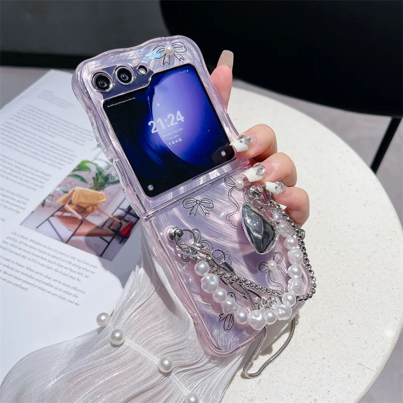 Cute Pearl Bow Case for Samsung Galaxy Z Flip 3/4/5