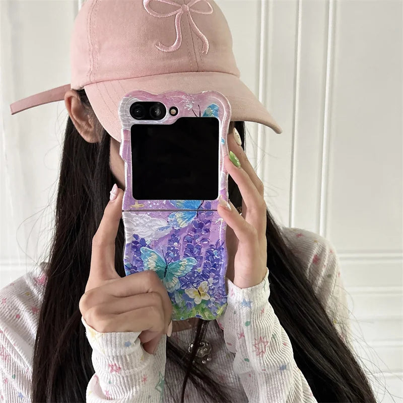 Cute Moon Butterfly Bracelet Phone Case for Samsung Galaxy Z Flip 3/4/5/6
