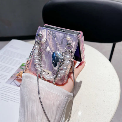 Cute Pearl Bow Case for Samsung Galaxy Z Flip 3/4/5