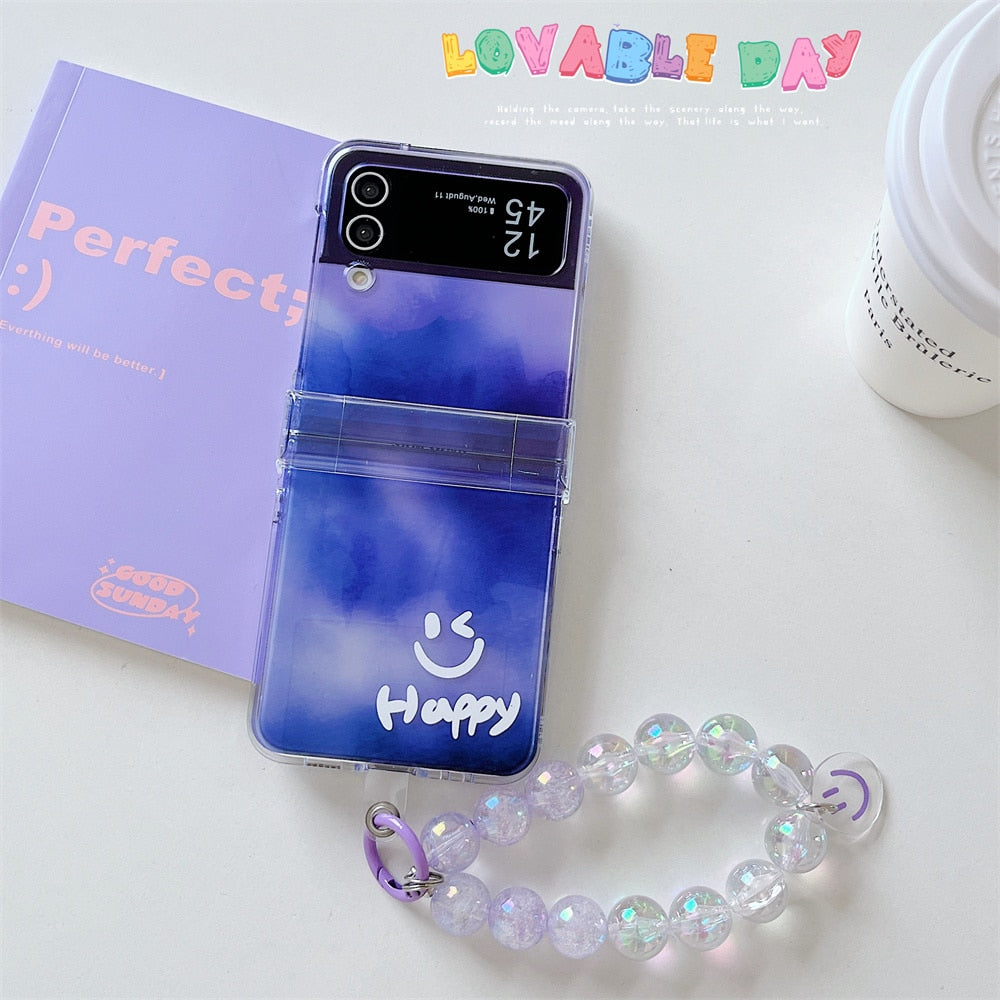 Happy Smile Clear Case  with Bracelet For Samsung Galaxy Z Flip 3 & 4