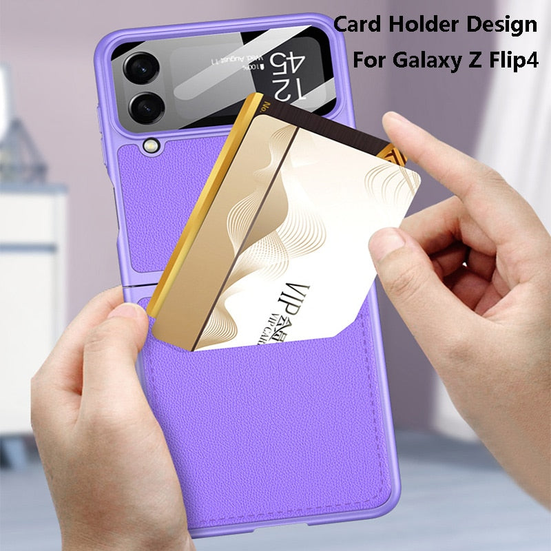 Leather Case with Card Holder For Samsung Galaxy Z Flip 4