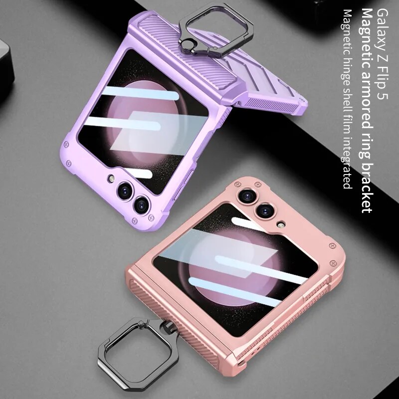 Magnetic Shockproof Case with Ring Holder For Galaxy Z Flip 5