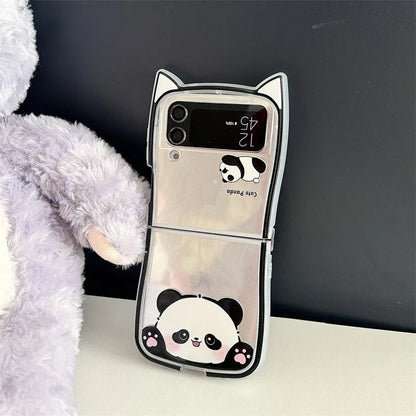 Cute Panda Cat Ears Phone Case for Samsung Galaxy Z Flip 3/4/5/6
