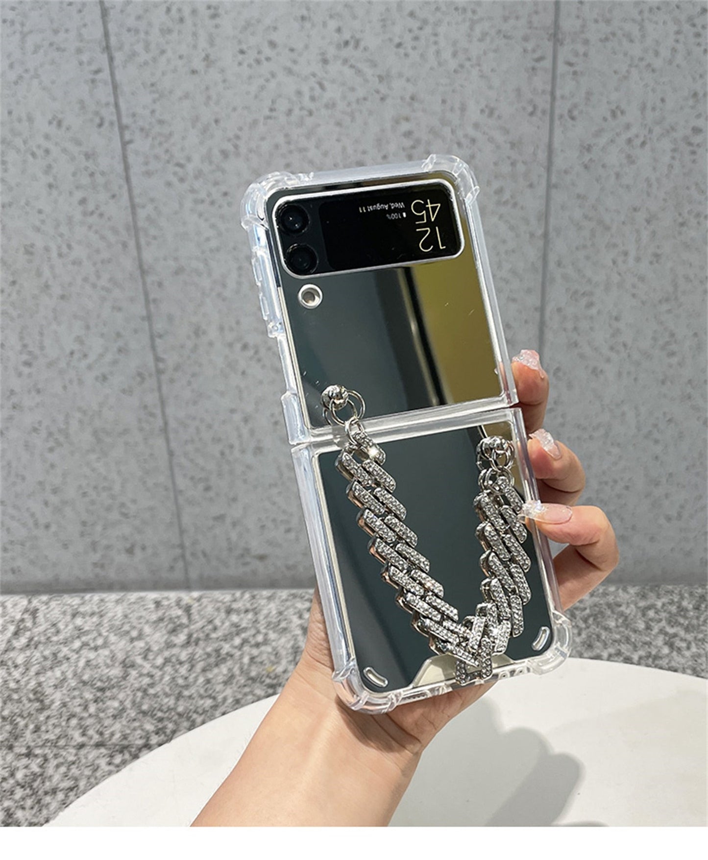 Luxury Rhinestone Bracelet Mirror Case for Samsung Galaxy Z Flip 4