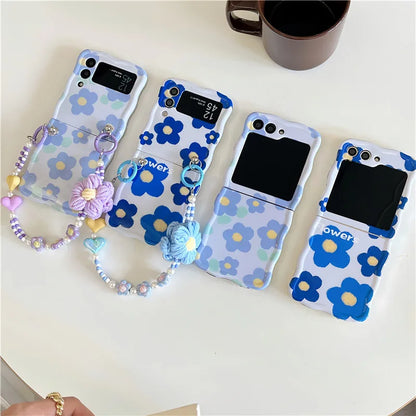 Cute Blue Flower Case for Samsung Galaxy Z Flip 3/4/5