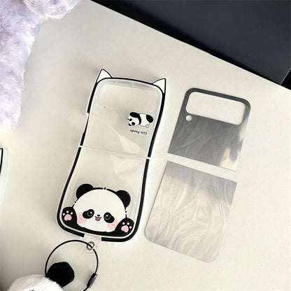 Cute Panda Cat Ears Phone Case for Samsung Galaxy Z Flip 3/4/5/6