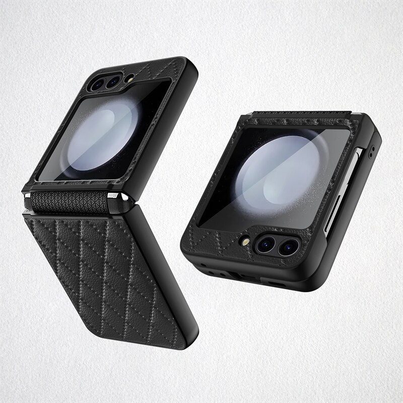 Leather Case With Lens Film Protected For Samsung Galaxy Z Flip 5