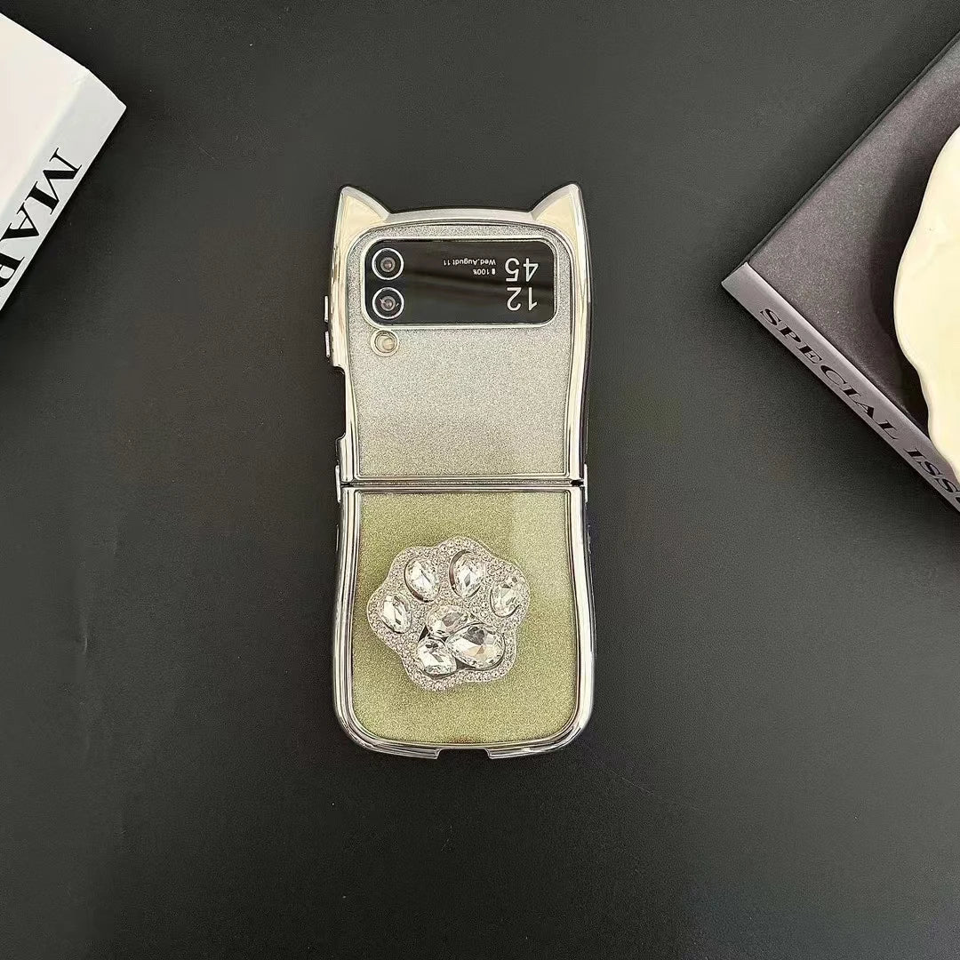 Cute Cat Ear Paw Case For Z Flip