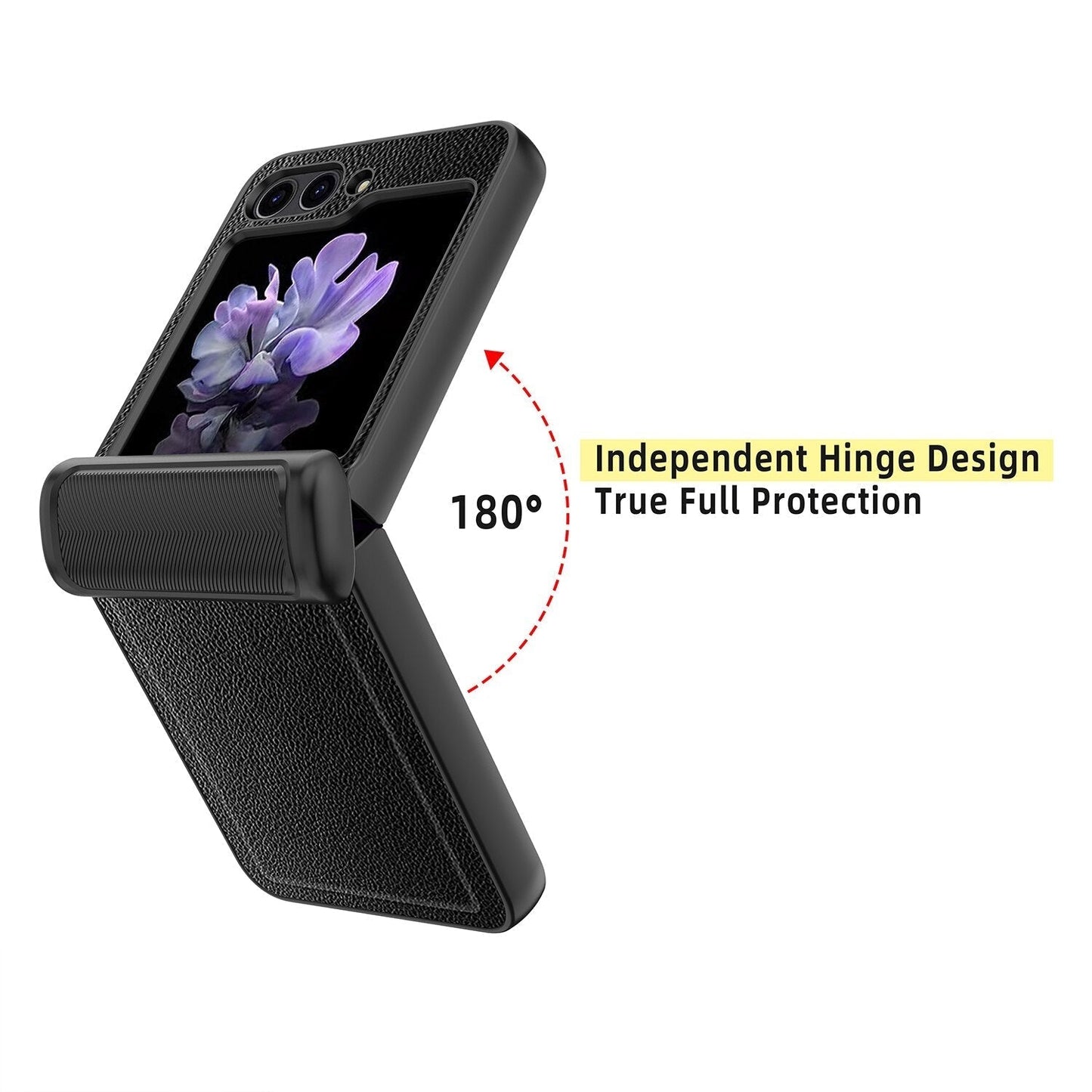 Leather Shockproof Cover with Front Screen Glass For Samsung Galaxy Z Flip 5