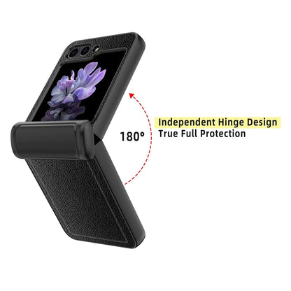 Leather Shockproof Cover with Front Screen Glass For Samsung Galaxy Z Flip 5