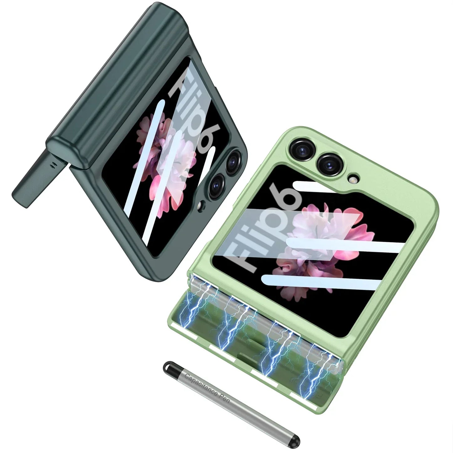 Shockproof Case with Magnetic Hinge Protection and Touch Pen for Samsung Galaxy Z Flip 6