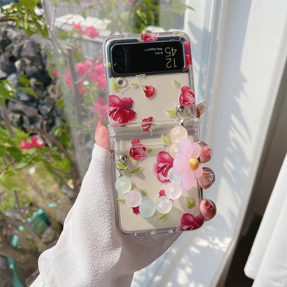 Cute Rose Flower Bracelet Case for Samsung Galaxy Z Flip 4