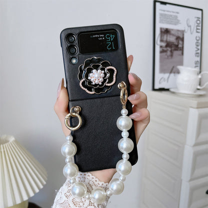 Luxury Pearl Bracelet Chain Camellia  Case for Samsung Galaxy Z Flip 4