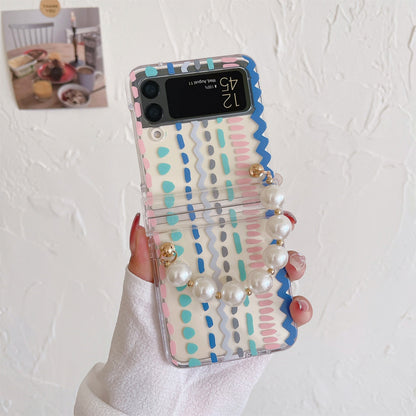 Transparent Case with Pearl Bracelet for Samsung Galaxy Z Flip 4