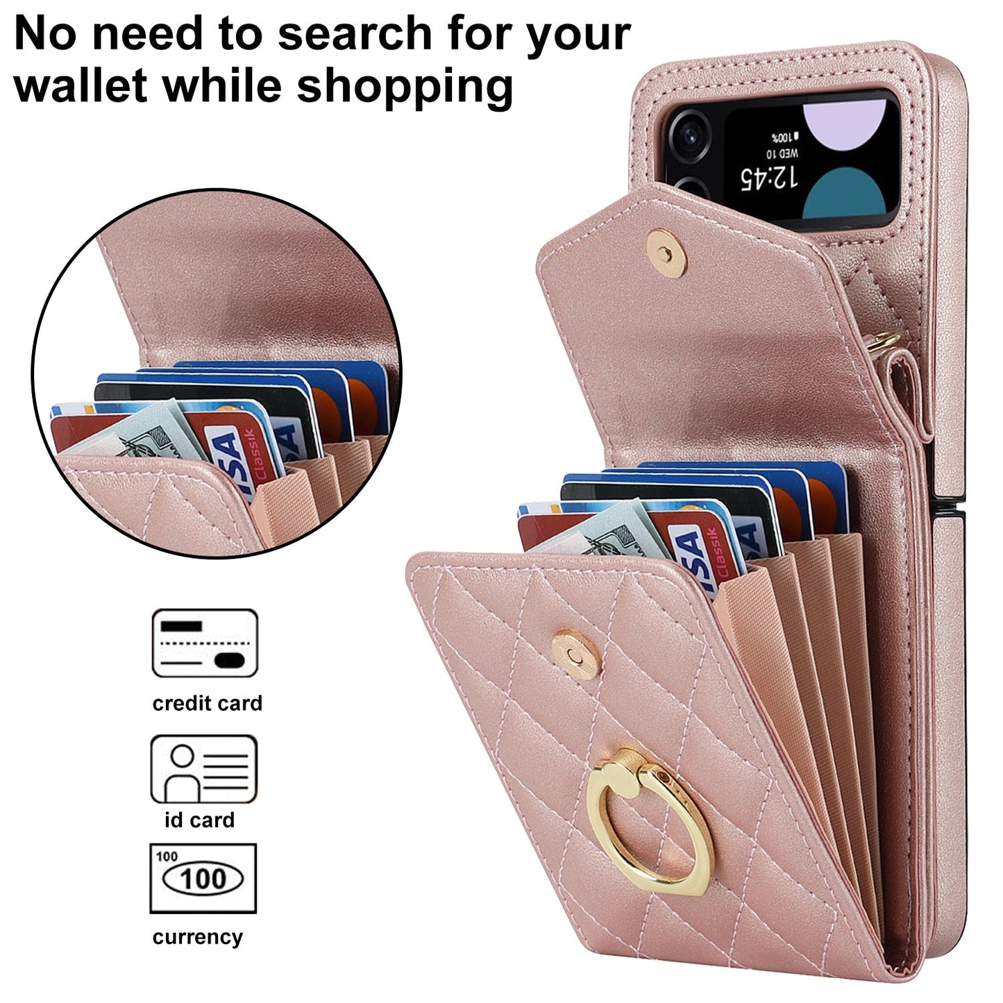 Luxury Wallet Leather Phone Case For Galaxy Z Flip