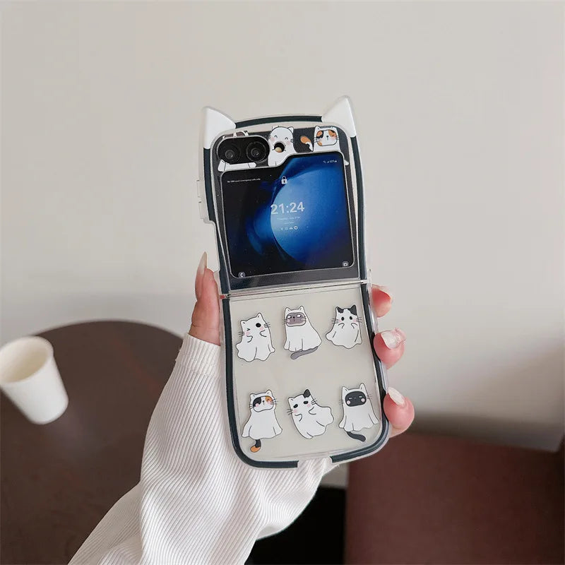 Cute Halloween Cat Ghost Case for Samsung Galaxy Z Flip 3/4/5/6