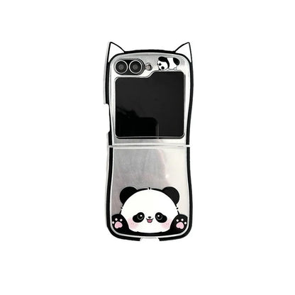 Cute Panda Cat Ears Phone Case for Samsung Galaxy Z Flip 3/4/5/6