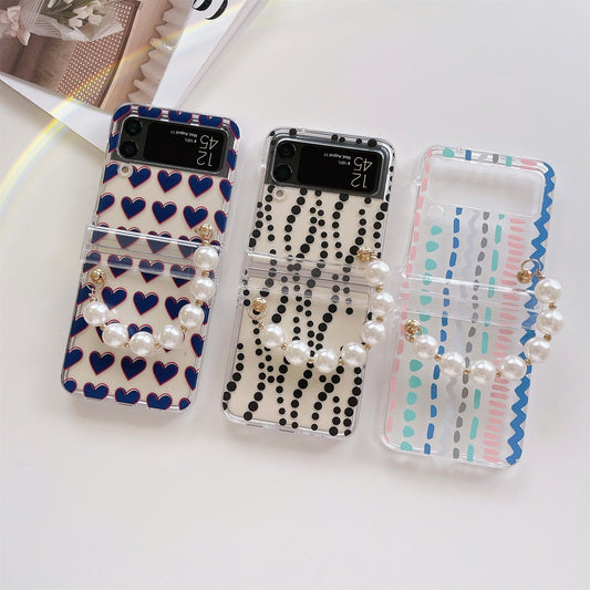 Transparent Case with Pearl Bracelet for Samsung Galaxy Z Flip 4