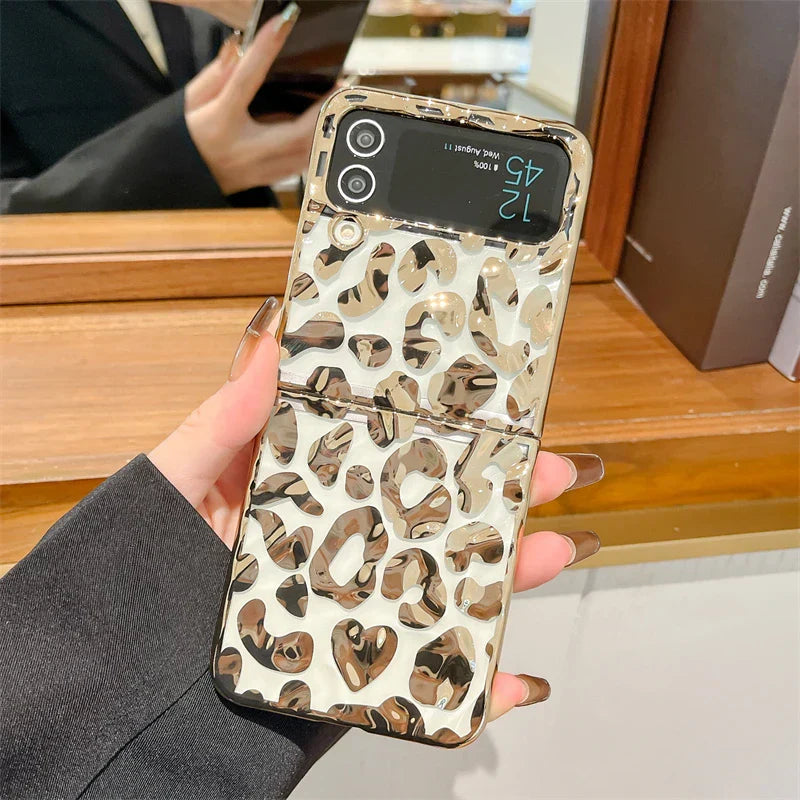 Luxury Leopard Print Phone Case for Samsung Galaxy Z Flip 3/4/5/6