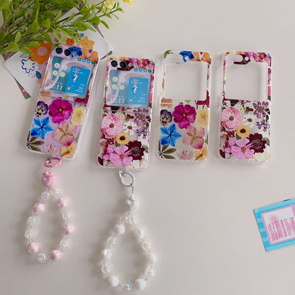 Cute Flowers Painted Case With Bracelet For Samsung Galaxy Z Flip 5